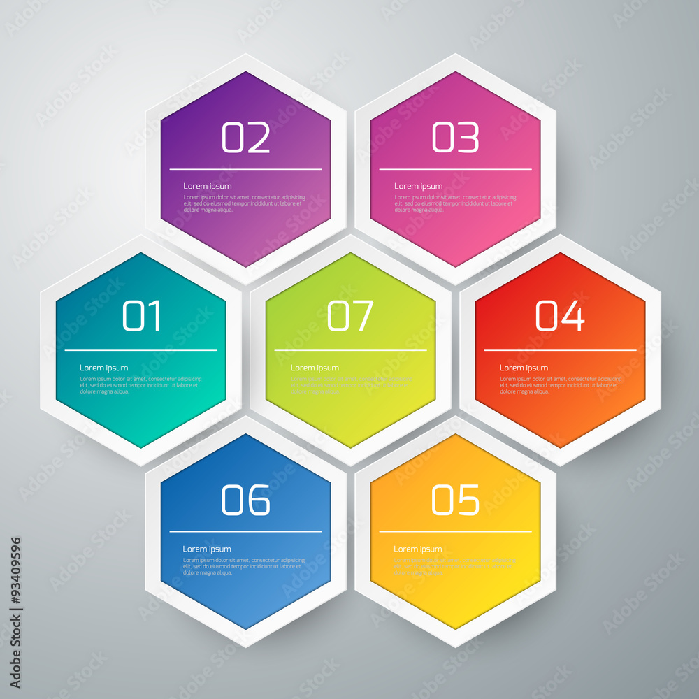 Vector illustration infographics hexagons with shadows. Vector illustration infographics hexagons with shadows.