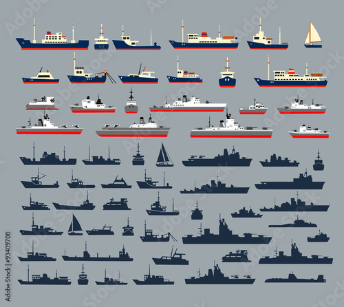 silhouettes of ships