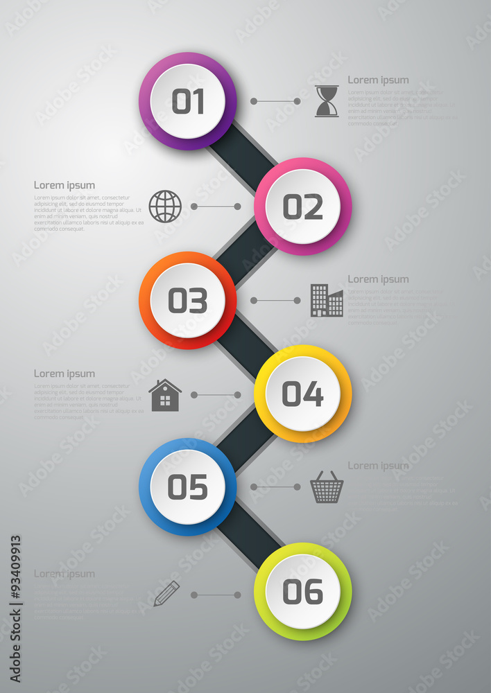 Fototapeta premium Vector illustration infographics timeline paper circles.