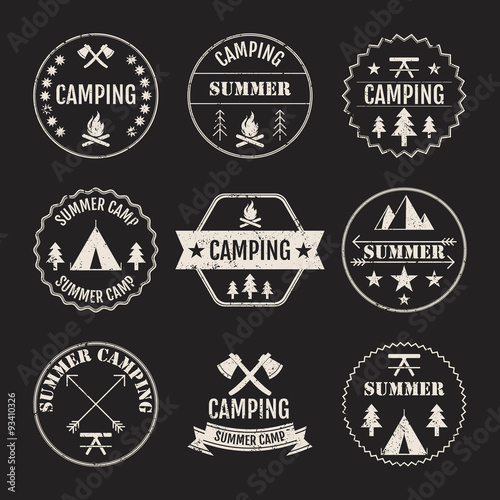 Vector illustration set of logos on the theme of camping.