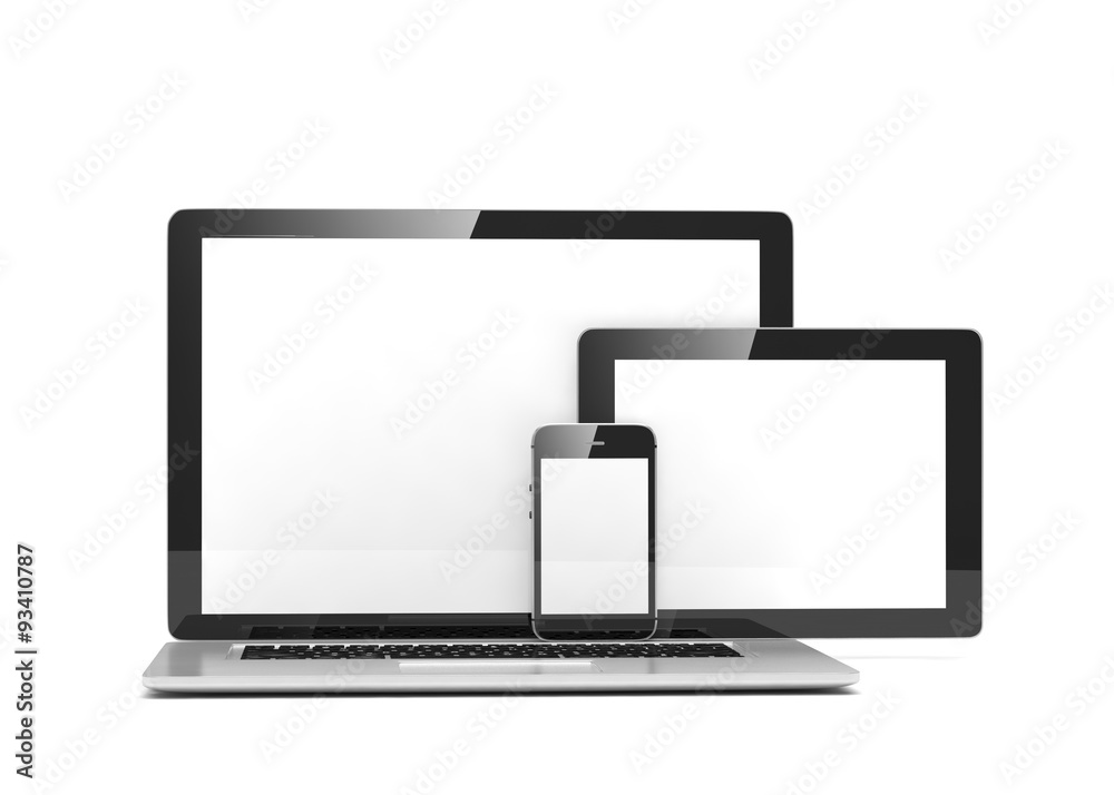laptop, tablet, phone, on white laptop, tablet, phone, on white
