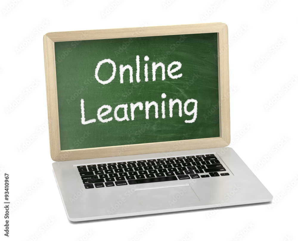 Laptop with chalkboard, online education concept Laptop with chalkboard, online education concept