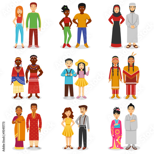 National Couples Icons Set