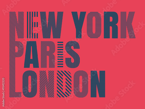 Vector illustration print T-shirt New York, Paris , London.