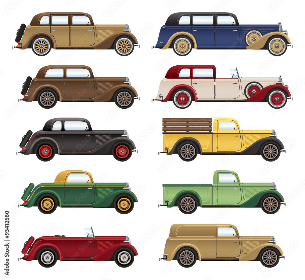 19201930s Car Lineup Vector Set. Illustration Stock Adobe Stock