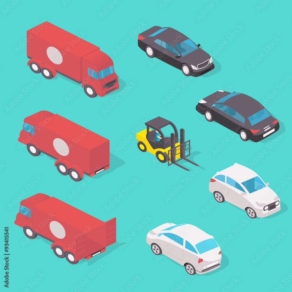 Isolated transport design concept set vector illustration 
