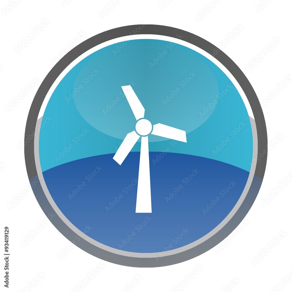 Eolienne dans un bouton bleu Eolienne dans un bouton bleu