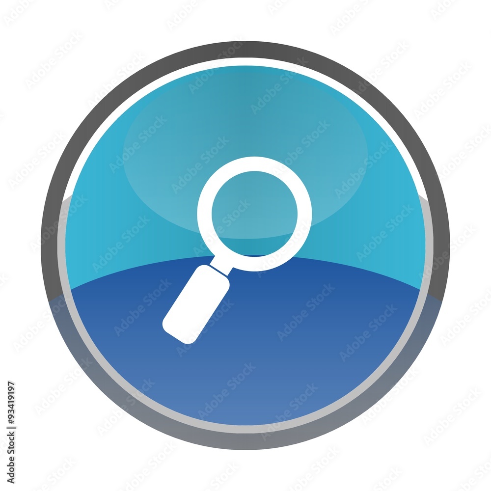 Loupe dans un bouton bleu Loupe dans un bouton bleu