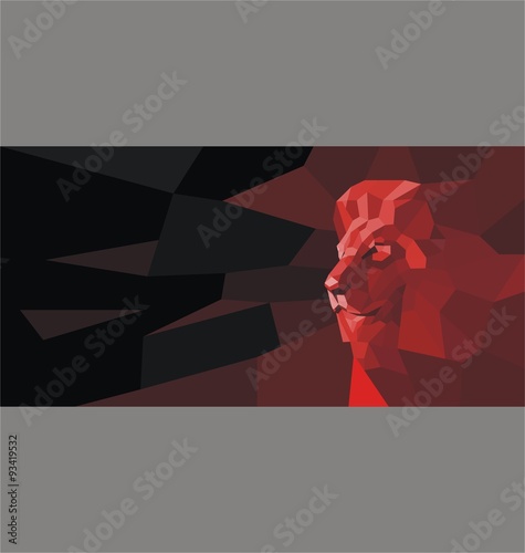 lion polygon pattern template, lion modern poster