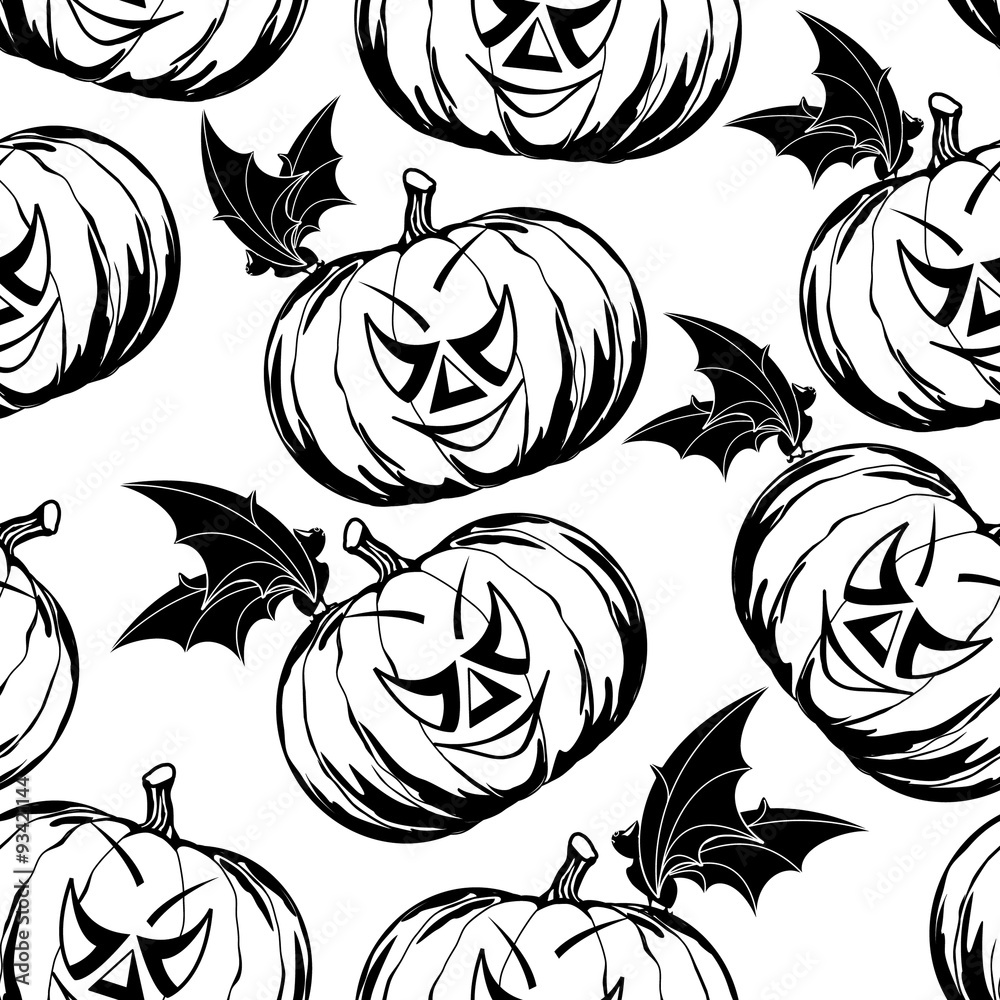 black and white seamless pattern for Halloween black and white seamless pattern for Halloween