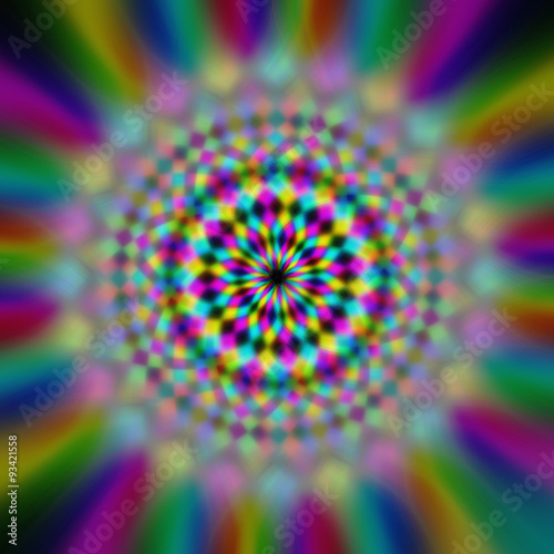 Blurry colorful rainbow mandala in rgb color palette