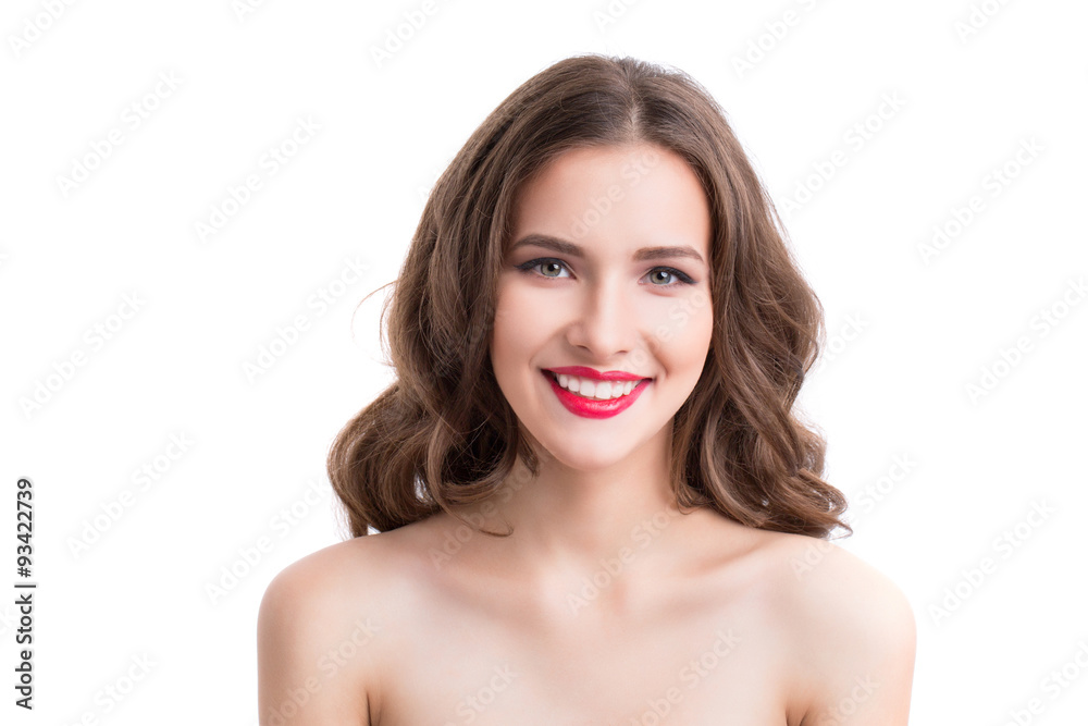 Young beautiful woman smiling isolated on white background. Young beautiful woman smiling isolated on white background.