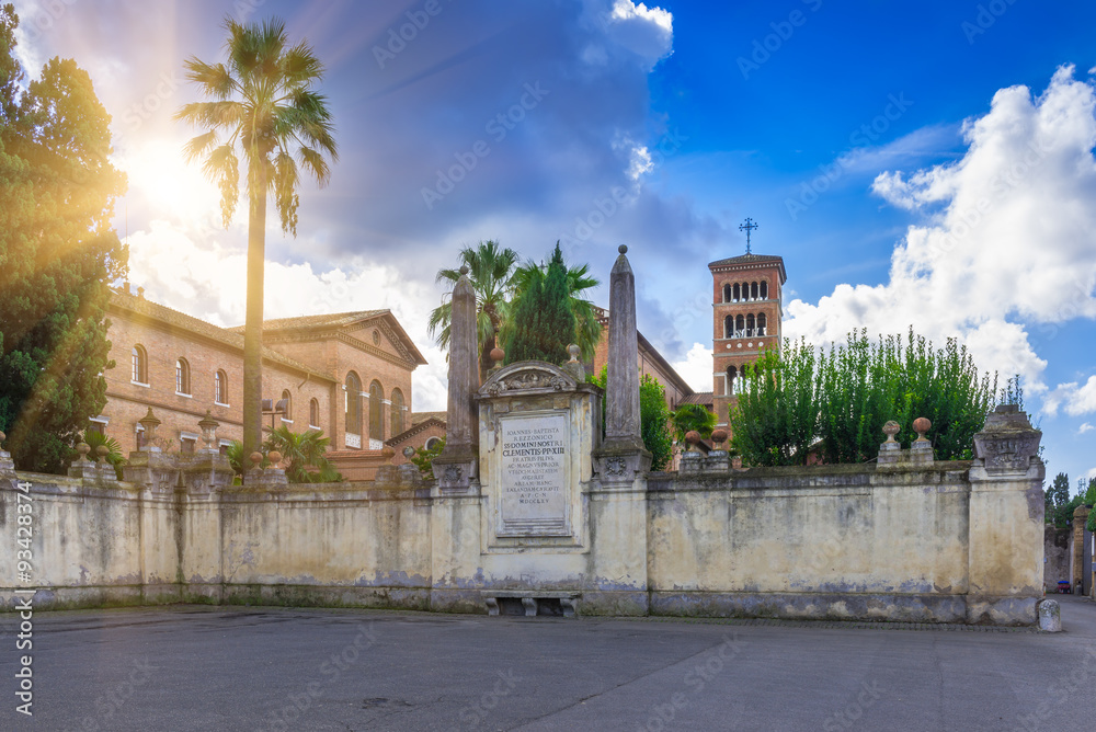 Naklejka premium Piazza dei Cavalieri di Malta (Square of Knights of Malta) on the Aventine Hill in Rome. Italy