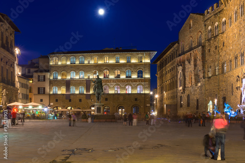 Night view of Piazza della Signoria in Florence, Italy