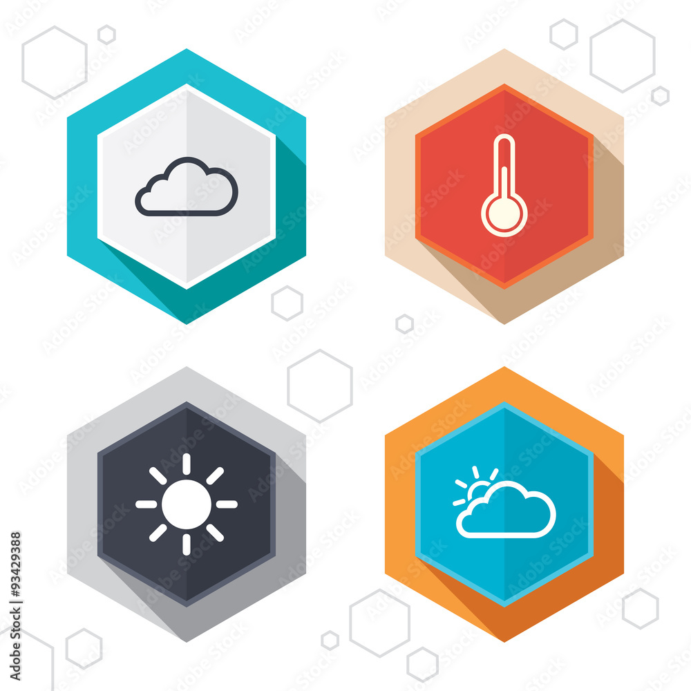 Weather icons. Cloud and sun. Temperature symbol Weather icons. Cloud and sun. Temperature symbol