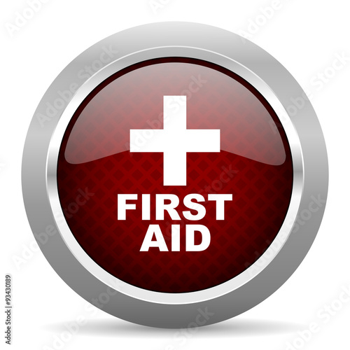 first aid red glossy web icon