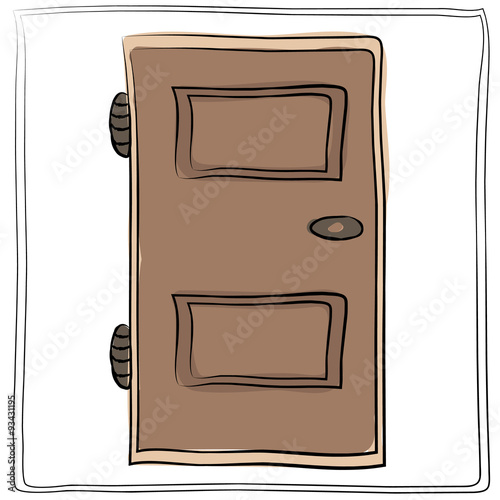 Old door icon, isolated illustration vector. Close up wooden doo