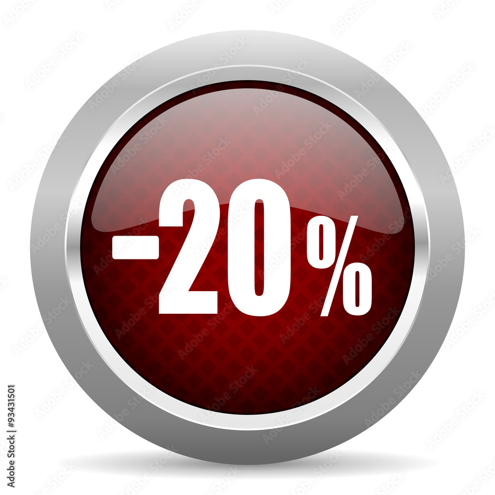 20 percent sale retail red glossy web icon 20 percent sale retail red glossy web icon