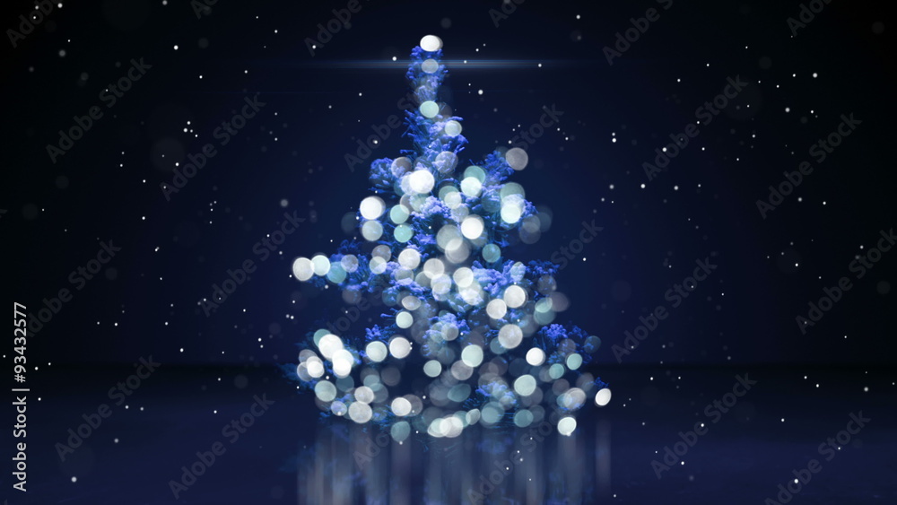 blurry christmas tree with blue lights seamless loop 4k (4096x2304)
