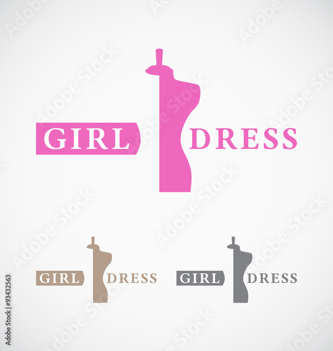 Dressmaker's shop and store logo design. Suitable for woman and girl dress shop, dressmaker, fashion store. Vector illustration