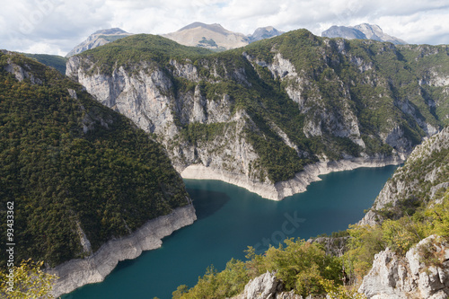 Blue water of Piva lake