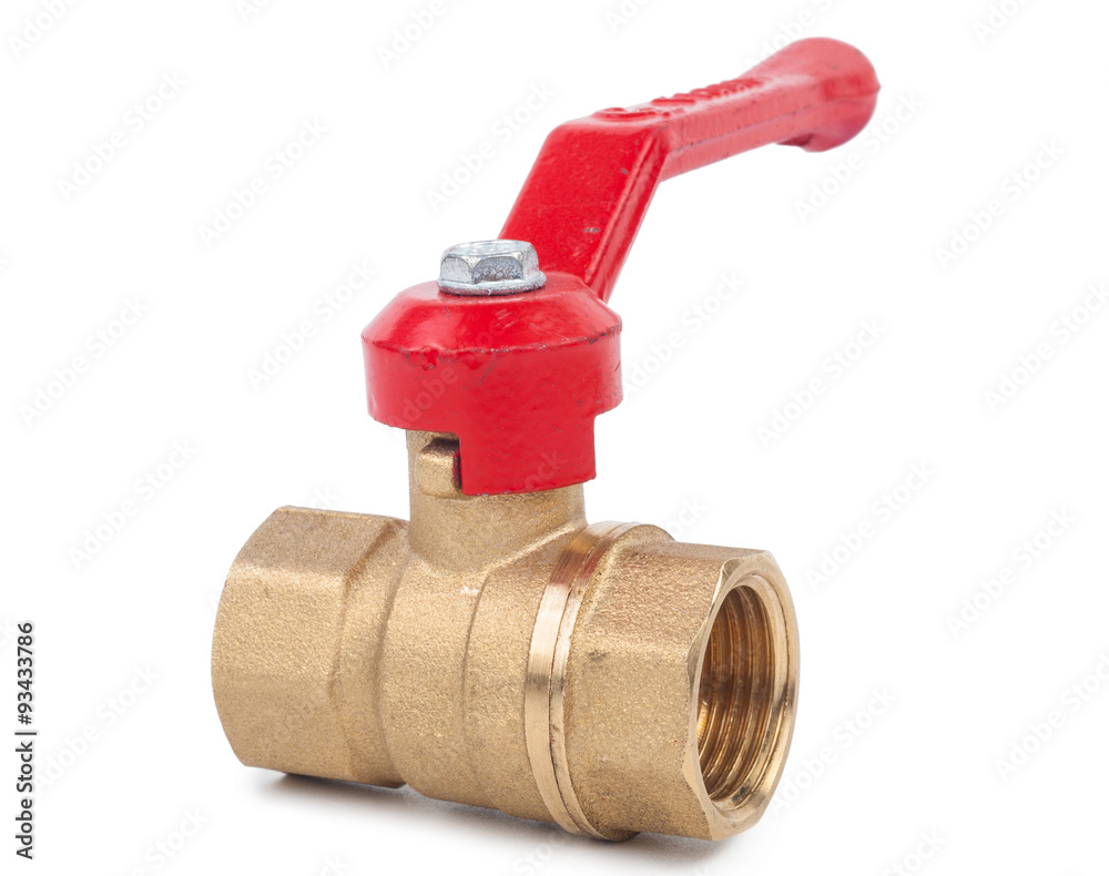 Ball valve with red handle