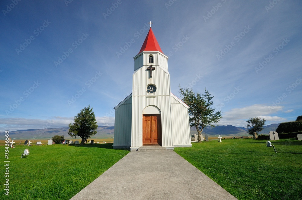 The white Church in Glaumbær, Iceland