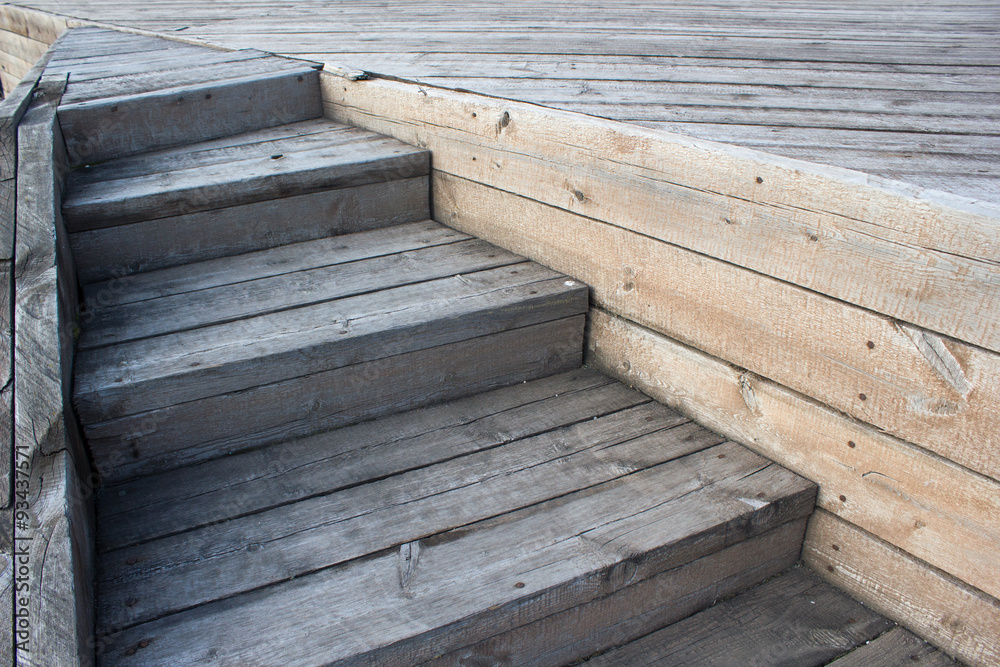 Fototapeta premium Old wooden stairs outdoors