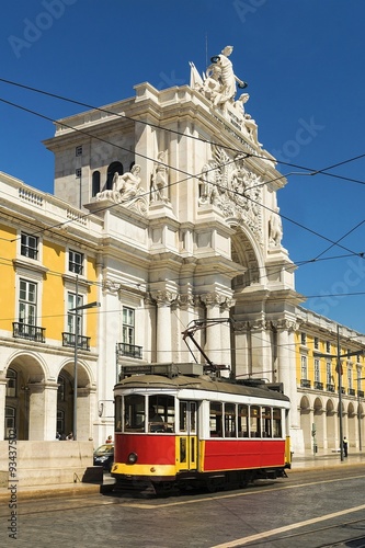 retro tram on the streets of Lisbon
