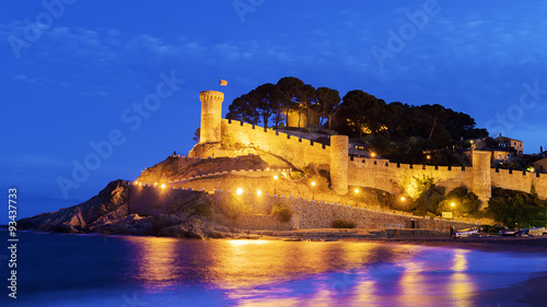 Photography castle of Tossa de Mar at night, Spain