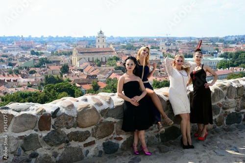 Beautiful girls in Vilnius town Gediminas castle hill