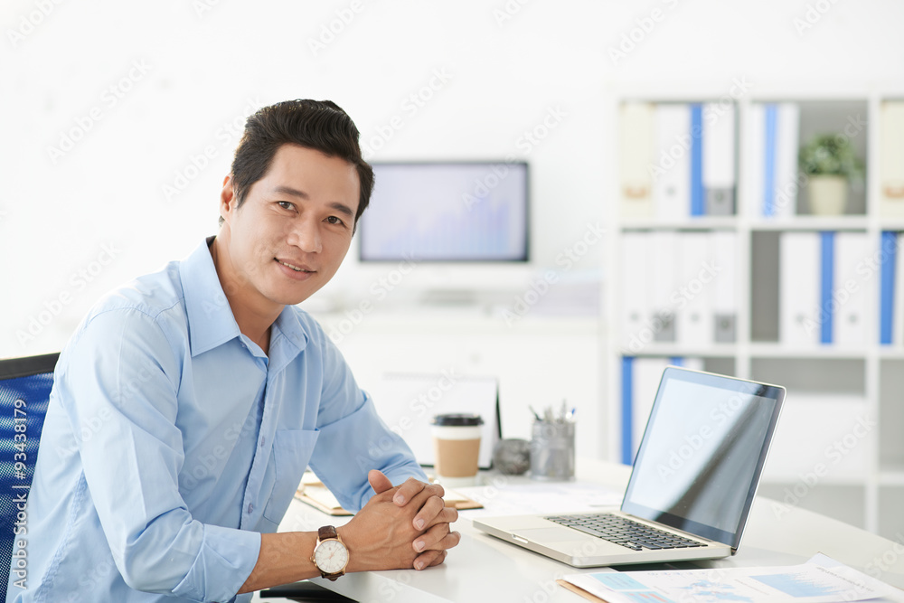 Manager at his workplace Manager at his workplace
