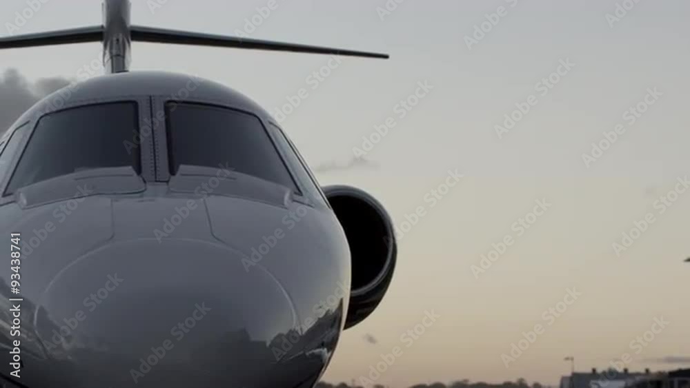 Right to Left Panning Shot of Parked Private Jet (Cessna Citation)