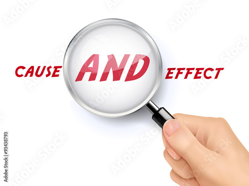 cause and effect words showing through magnifying glass