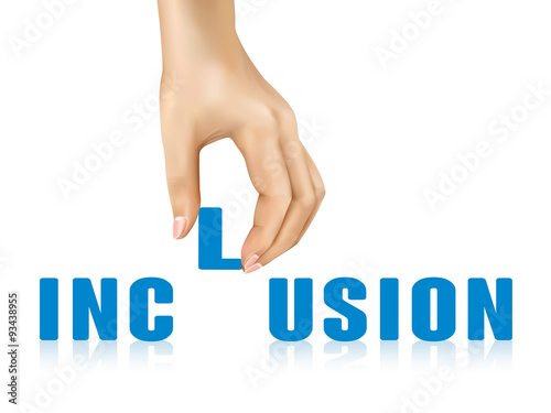 inclusion word taken away by hand