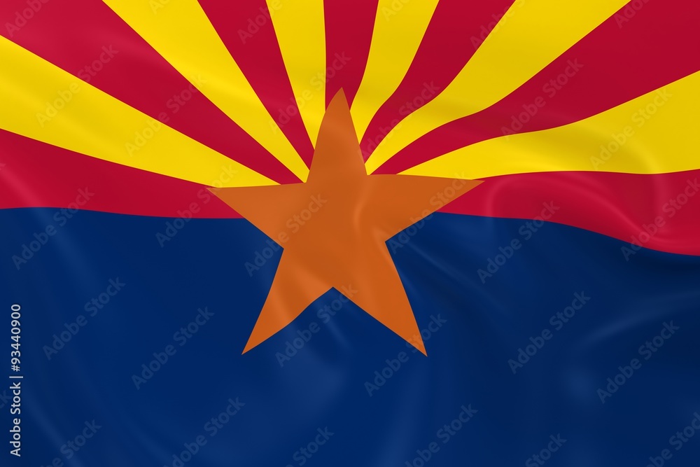 Waving State Flag of Arizona - 3D Render of the Arizonian State Flag with Silky Texture