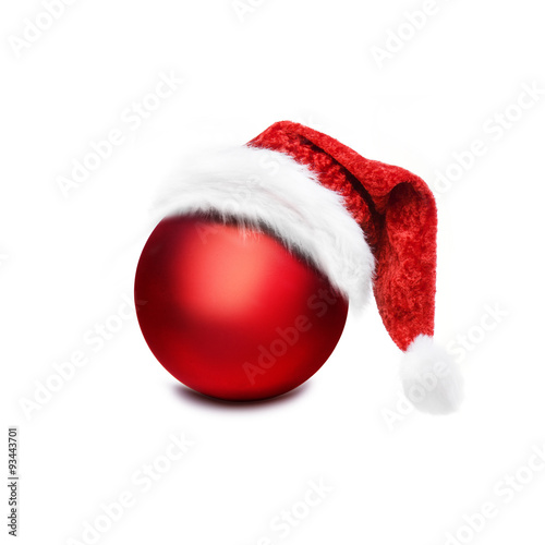 Rote Christbaumkugel mit Nikolausmütze