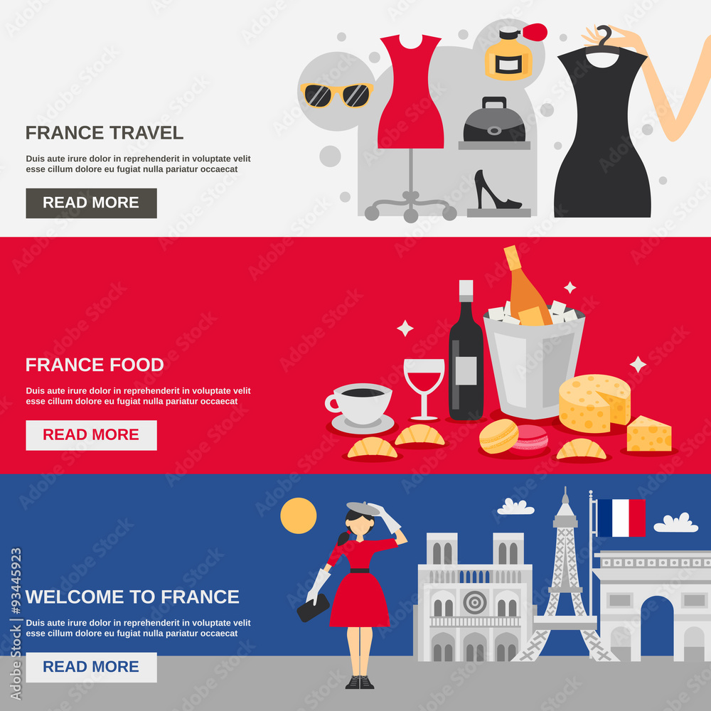 Naklejka premium France Banner Set