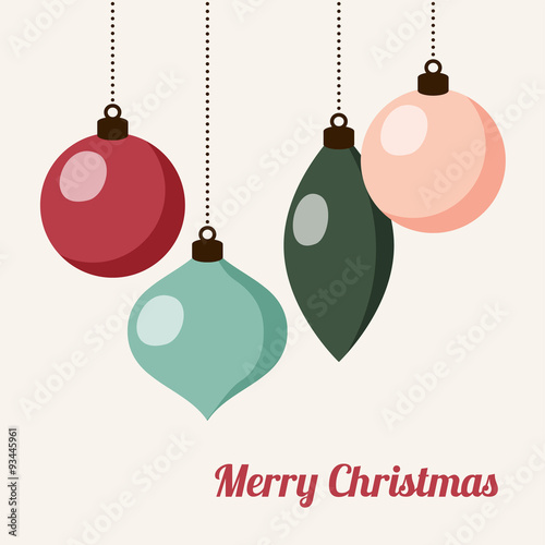 Retro christmas card with christmas balls, vector