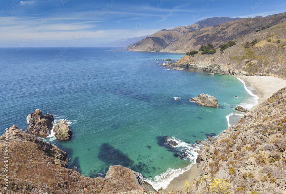 View of the California coastline along Pacific Coast Highway, USA