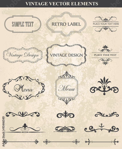 Decorative vintage set of calligraphic design elements