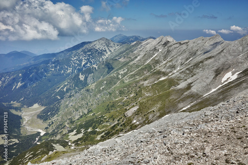 Panorama from Vihren Peak to Banski Suhodol Peak and Koncheto, Pirin Mountain, Bulgaria