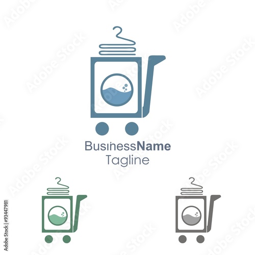Laundry clean dry cleaning washing clothes machine icon logo