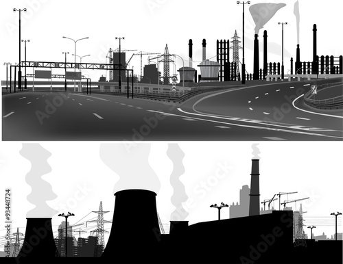 two landscapes with industrial costructions photo