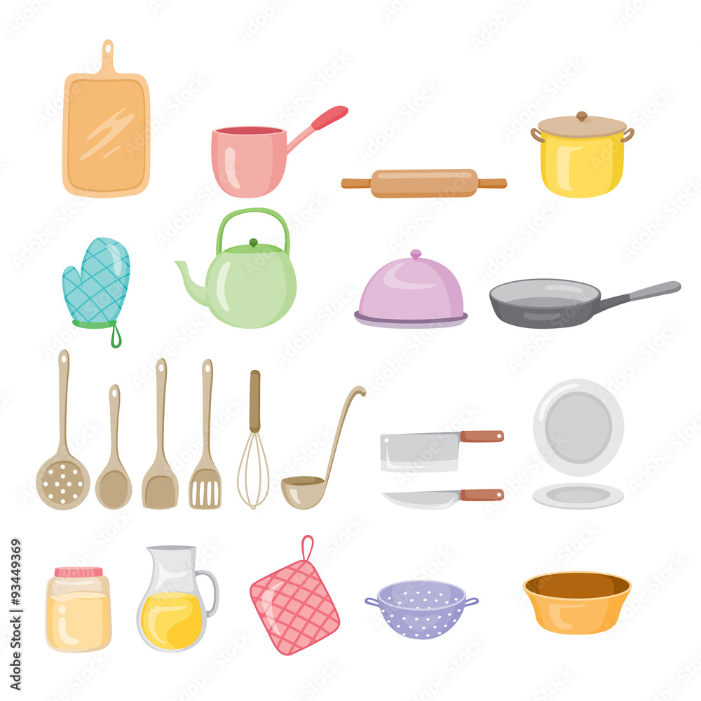 Set Icons of Dishware and Kitchen Accessories, Icons