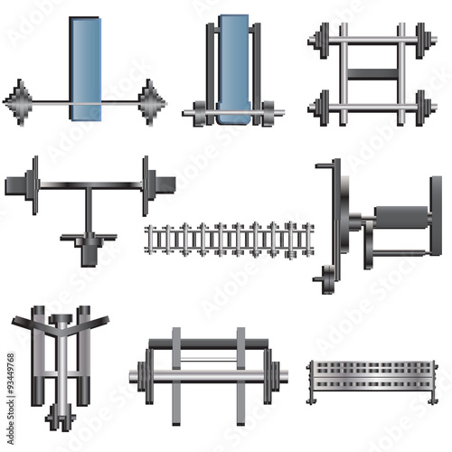 Fitness equipment top view set 1 for interior ,vector illustration