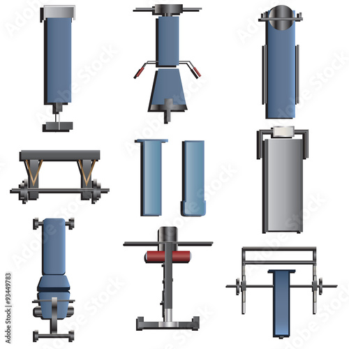 Fitness equipment top view set 2 for interior ,vector illustration