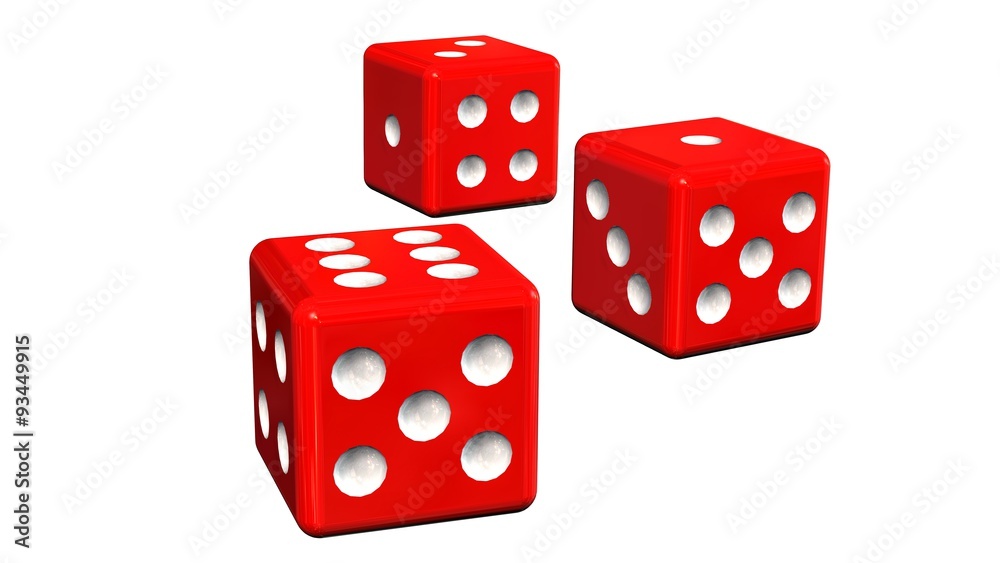 three red Dices - isolated on white background three red Dices - isolated on white background
