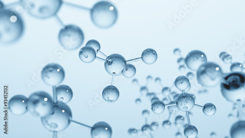 Blue molecule structure 3D illustration photo