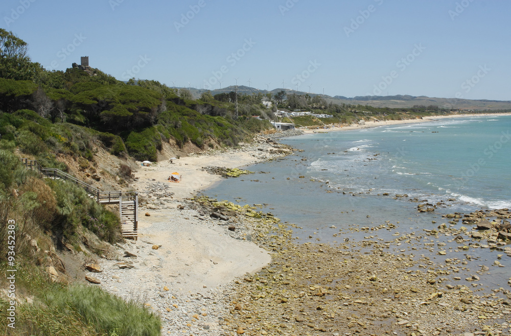 Playas de Tarifa, Cádiz, vistas de campos en el barcos, Estrecho de Gibraltar. Marruecos, 